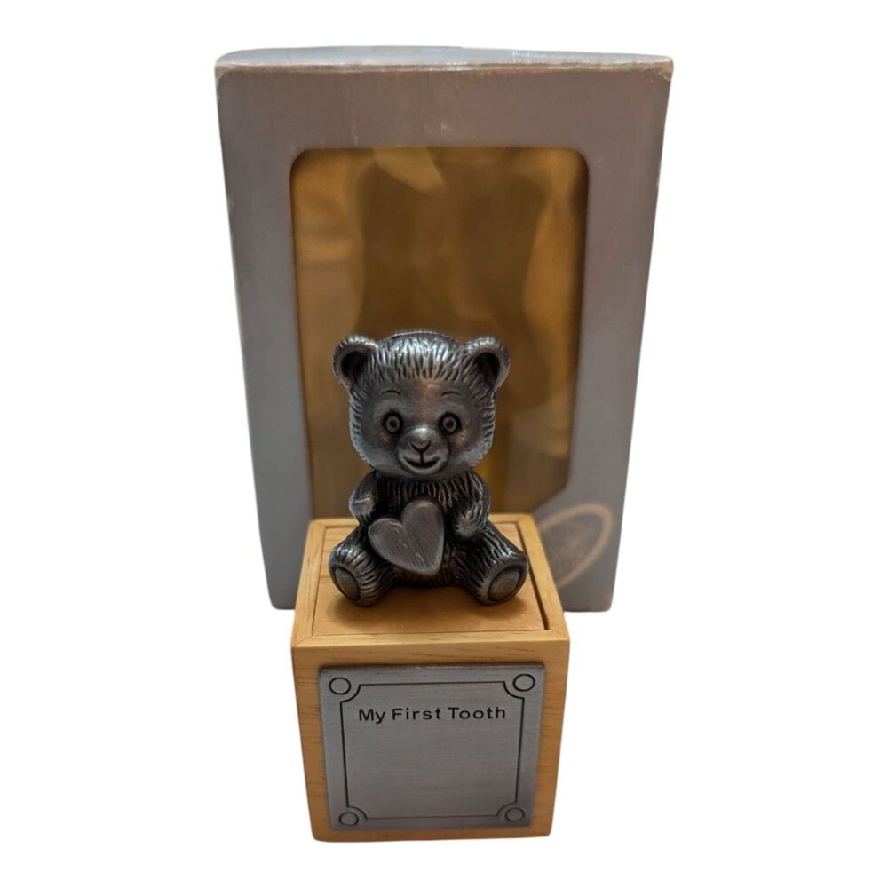 My First Tooth Pewter Bear ceramic porcelian 23416 trinket box 3 in